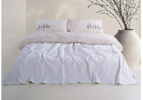 Постельное белье Washed Cotton Turkiz - Lavanta с вышивкой и покрывалом (Turkey), евро